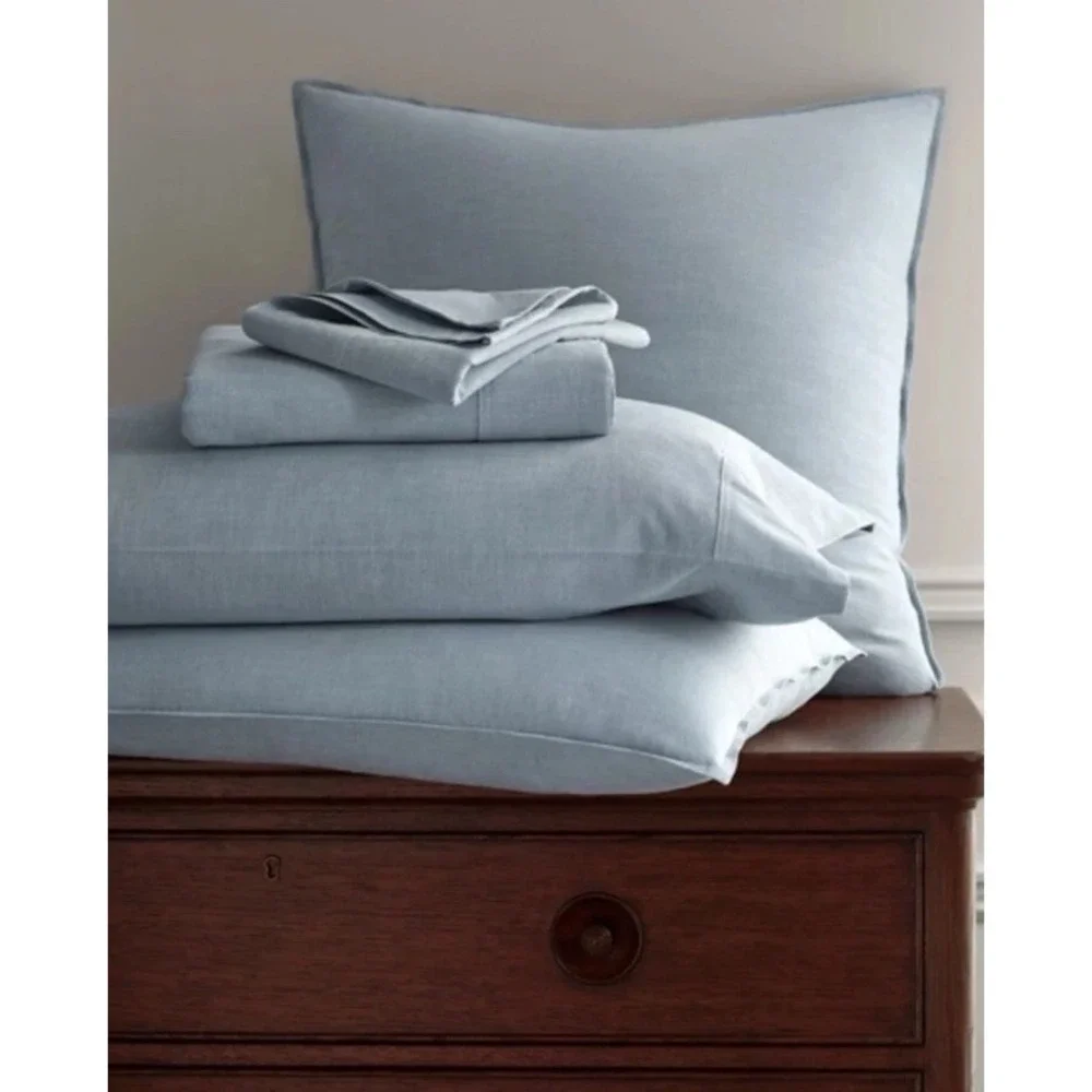 New Ralph Lauren WORKSHIRT CHAMBRAY Blue‎ Flat Sheet - Queen $215